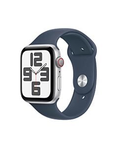 Apple Watch SE 2-gen. GPS + Cellular Koperta 44mm z Aluminium w kolorze Srebrnym z Paskiem sportowym w kolorze Sztormowego błękitu - rozmiar S/M