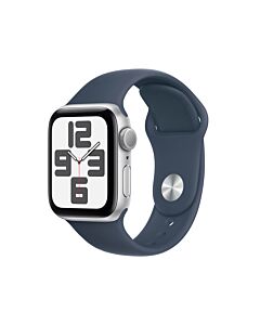 Apple Watch SE 2-gen. GPS Koperta 40mm z Aluminium w kolorze Srebrnym z Paskiem sportowym w kolorze Sztormowego błękitu - rozmiar S/M