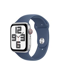 Apple Watch SE GPS + Cellular Koperta 44mm z Aluminium w kolorze Srebrnym z Paskiem sportowym w kolorze Denim - S/M