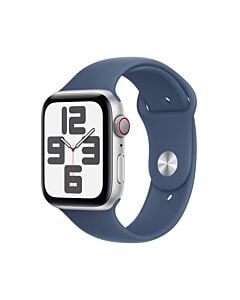 Apple Watch SE GPS + Cellular Koperta 40mm z Aluminium w kolorze Srebrnym z Paskiem sportowym w kolorze Denim - M/L