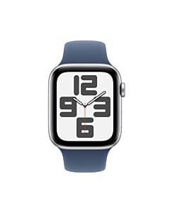 Apple Watch SE GPS + Cellular Koperta 44mm z Aluminium w kolorze Srebrnym z Paskiem sportowym w kolorze Denim - S/M - Outlet