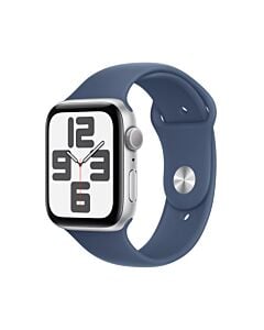 Apple Watch SE GPS Koperta 44mm z Aluminium w kolorze Srebrnym z Paskiem sportowym w kolorze Denim - S/M