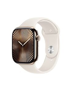 Apple Watch Series 10 GPS + Cellular Koperta 42mm z Tytanu w kolorze Złotym z Paskiem sportowym w kolorze Księżycowej poświaty - M/L