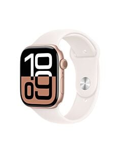 Apple Watch Series 10 GPS Koperta 46mm z Aluminium w kolorze Różowego złota z Paskiem sportowym w kolorze Łagodnego różu - M/L