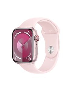 Apple Watch Series 9 GPS + Cellular Koperta 45mm z Aluminium w kolorze Różowym z Paskiem sportowym w kolorze Jasnoróżowym - rozmiar M/L