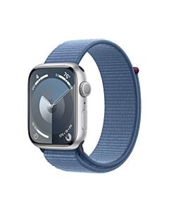 Apple Watch Series 9 GPS Koperta 45mm z Aluminium w kolorze Srebrnym z Opaską sportową w kolorze Zimowego błękitu