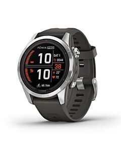 Garmin Fenix 7S Pro Solar Smartwatch z kopertą 42mm ze stali nierdzewnej w kolorze srebrnym z paskiem w kolorze grafitowym