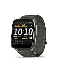 Garmin Venu X1 Smartwatch z kopertą 51mm w kolorze zielonego mchu z tytanowym deklem i nylonowym paskiem ComfortFit w kolorze zielonego mchu