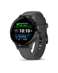 Garmin Venus 3S Smartwatch GPS + Cellular z kopertą 41mm bezel ze stali nierdzewnej w kolorze łupka z kopertą i paskiem w kolorze pebble grey