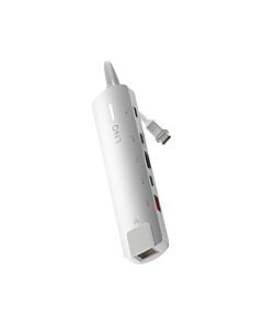LINQ Hub 6in1 Pro USB-C Multiport /4K HDMI / USB-C PD 140W / USB-A / 2 x USB-C / Enthernet 2,5Gb/s - Srebrny