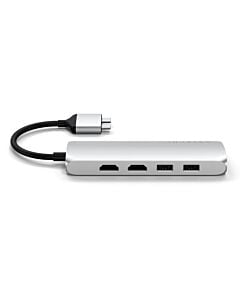 Satechi Dual USB-C Multimedia HUB - Ethernet / 2 xHDMI / 2xUSB 3.0 / USB-C(PD) / SD / microSD / Silver (srebrny)