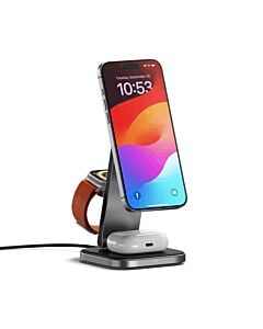 Satechi Foldable Charging Stand Składana ładowarka bezprzewodowa 3w1 do iPhone, Apple Watch, AirPods kompatybilna z Magsafe - Gwiezdna szarość