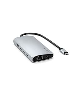 Satechi Multiport Adapter 8K USB-C (USB-C / HDMI / 3x USB 3.2 Gen 2 10Gbps / 1x USB 3.2 Gen 1 5Gbps / czytnik kart SD UHS-II / Ethernet port) - Srebrny