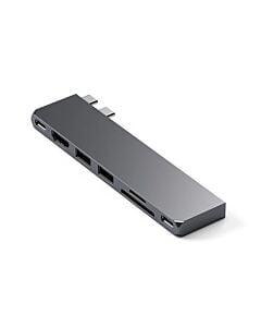 Satechi Pro Hub Slim Aluminiowy hub z podwójnym USB-C do MacBook USB 4 / HDMI / 2x USB-A / SD/microSD / USB-C - Gwiezdna szarość