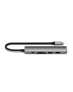 Satechi Slim Multiport Adapter Aluminiowy adapter do urządzeń mobilnych 6w1 USB-C / 2x USB-A / 4K HDMI / czytnik kart micro/SD - Gwiezdna szarość