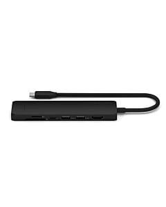 Satechi Slim Multiport Adapter Aluminiowy adapter do urządzeń mobilnych 7w1 USB-C / 2x USB-A / 4K HDMI / Enthernet / czytnik kart micro/SD - Czarny