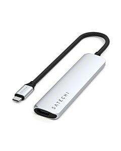 Satechi Slim Multiport Hub 6-in-1 USB-C / USB-C / 2x USB-A / 4K HDMI / czytnik kart micro/SD - Srebrny