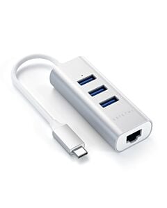 Satechi USB-C 2 w 1 HUB 3xUSB 3.0 / RJ45 Srebrny (Silver)