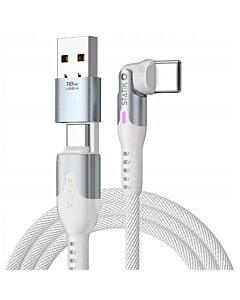 Statik PowerPivot Pro Kabel USB-C na USB-C w nylonowym oplocie 1m adapter do USB-A w zestawie - Biały