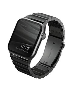 UNIQ Strova Pasek panelowy ze stali nierdzewnej do Apple Watch 42/44/45/49 mm - Czarny/ Midnight black