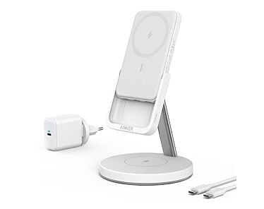 Anker Ładowarka indukcyjna z powerbankiem PowerWave Mag-Go 2in1 Stand Biała - Outlet