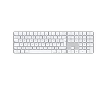 Apple Magic Keyboard Klawiatura z Touch ID i polem numerycznym w kolorze białym (USB-C) – układ ISO Angielski (międzynarodowy PL)