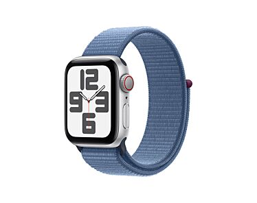 Apple Watch SE GPS + Cellular Koperta 40mm z Aluminium w kolorze Srebrnym z Opaską sportową w kolorze Zimowego błękitu