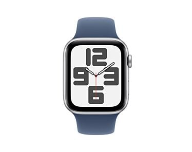 Apple Watch SE GPS + Cellular Koperta 44mm z Aluminium w kolorze Srebrnym z Paskiem sportowym w kolorze Denim - S/M - Outlet