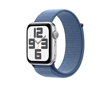 Apple Watch SE GPS Koperta 44mm z Aluminium w kolorze Srebrnym z Opaską sportową w kolorze Zimowego błękitu