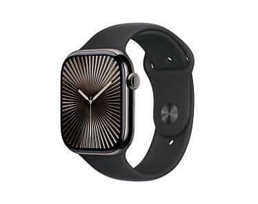 Apple Watch Series 10 GPS + Cellular Koperta 42mm z Tytanu w kolorze Łupku z Paskiem sportowym w kolorze Czarnym - M/L