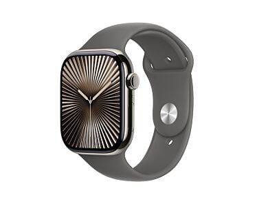 Apple Watch Series 10 GPS + Cellular Koperta 46mm z Tytanu w kolorze Naturalnym z Paskiem sportowym w kolorze Górskiej szarości - M/L – Outlet