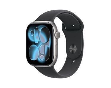 Apple Watch Series 11 GPS + Cellular Koperta 42mm z Aluminium w kolorze Gwiezdnej szarości z Paskiem sportowym w kolorze Czarnym - S/M - Outlet