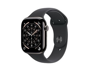 Apple Watch Series 11 GPS + Cellular Koperta 42mm z Tytanu w kolorze Łupku z Paskiem sportowym w kolorze Czarnym - S/M