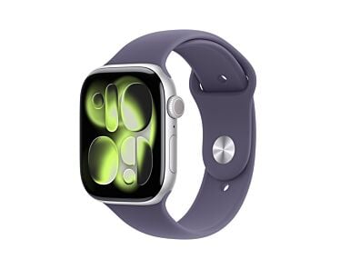 Apple Watch Series 11 GPS + Cellular Koperta 46mm z Aluminium w kolorze Srebrnym z Paskiem sportowym w kolorze Mlecznego fioletu - S/M