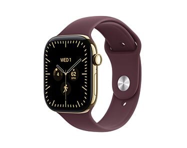 Apple Watch Series 12 GPS + Cellular Koperta 42mm z Tytanu w kolorze Żywego złota z Paskiem sportowym w kolorze Burgunda - S/M
