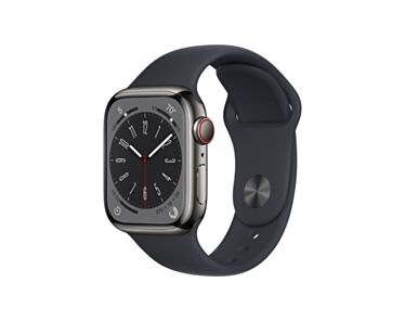 Apple Watch Series 8 GPS + Cellular Koperta 41mm ze Stali nierdzewnej w kolorze Mocnego grafitu z paskiem sportowym w kolorze Północy