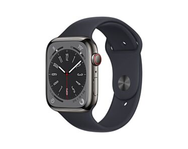 Apple Watch Series 8 GPS + Cellular Koperta 45mm ze Stali nierdzewnej w kolorze Mocnego grafitu z Paskiem sportowym w kolorze Północy