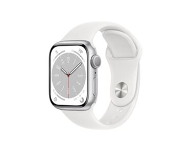 Apple Watch Series 8 GPS Koperta 41mm z Aluminium w kolorze Srebrnym z Paskiem sportowym w kolorze Białym - Outlet