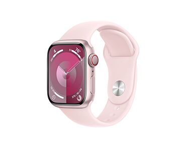 Apple Watch Series 9 GPS + Cellular Koperta 41mm z Aluminium w kolorze Różowym z Paskiem sportowym w kolorze Jasnoróżowym - rozmiar S/M