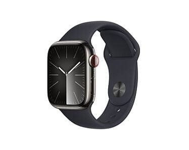 Apple Watch Series 9 GPS + Cellular Koperta 41mm ze Stali nierdzewnej w kolorze Mocnego grafitu z Paskiem sportowym w kolorze Północy - rozmiar M/L