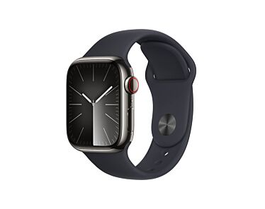Apple Watch Series 9 GPS + Cellular Koperta 41mm ze Stali nierdzewnej w kolorze Mocnego grafitu z Paskiem sportowym w kolorze Północy - rozmiar S/M