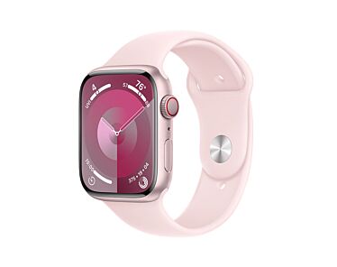 Apple Watch Series 9 GPS + Cellular Koperta 45mm z Aluminium w kolorze Różowym z Paskiem sportowym w kolorze Jasnoróżowym - rozmiar M/L
