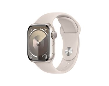Apple Watch Series 9 GPS Koperta 41mm z Aluminium w kolorze Księżycowej poświaty z Paskiem sportowym w kolorze Księżycowej poświaty - rozmiar M/L