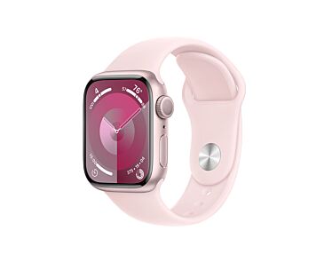 Apple Watch Series 9 GPS Koperta 41mm z Aluminium w kolorze Różowym z Paskiem sportowym w kolorze Jasnoróżowym - rozmiar S/M