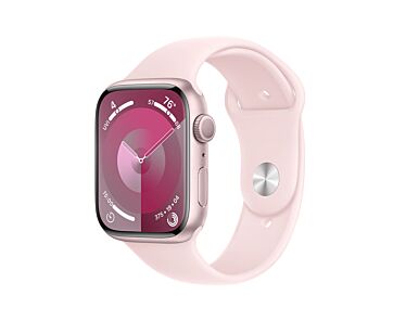 Apple Watch Series 9 GPS Koperta 45mm z Aluminium w kolorze Różowym z Paskiem sportowym w kolorze Jasnoróżówym - rozmiar M/L-outlet