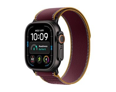 Apple Watch Ultra 4 GPS + Cellular Koperta 49mm z Tytanu w kolorze Czarnym z Opaską Trail w kolorze Burgunda - S/M