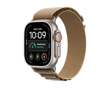 Apple Watch Ultra 4 GPS + Cellular Koperta 49mm z Tytanu w kolorze Naturalnym z Opaską Alpine w kolorze Pustyni - S
