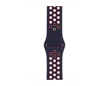 Apple Pasek sportowy Nike  w kolorze niebieskoczarnym/jasnego mango do koperty 38mm / 40mm / 41mm / 42mm - rozmiar S/M/L