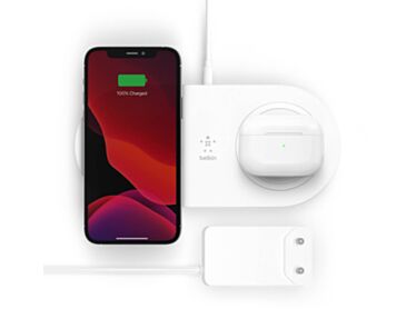 Belkin BoostCharge Podwójna ładowarka indukcyjna 2 x 15W - Biała