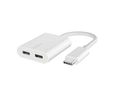 Belkin Dual USB-C  Adapter do wyjścia audio i ładowania do iPhona - Biały